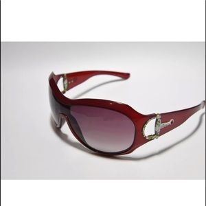 GUCCI BUTTERFLY SHIELD SUNGLASSES RED FLORAL